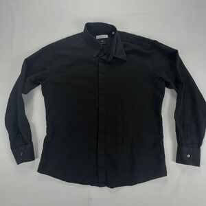 Versace Collection City Black Button Down Shirt Medusa Pattern Men's Large 44